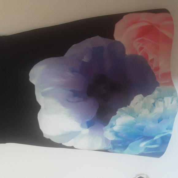 Asos Black Lrg Floral Scuba Dress Sz 2 - Picture 3 of 10